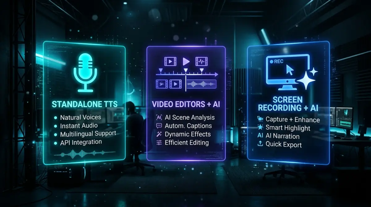 Comparison of three types of AI voiceover tools