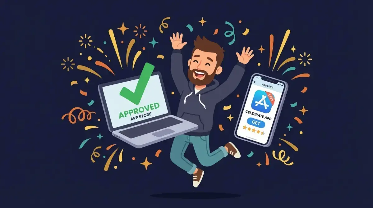 Developer celebrating App Store approval