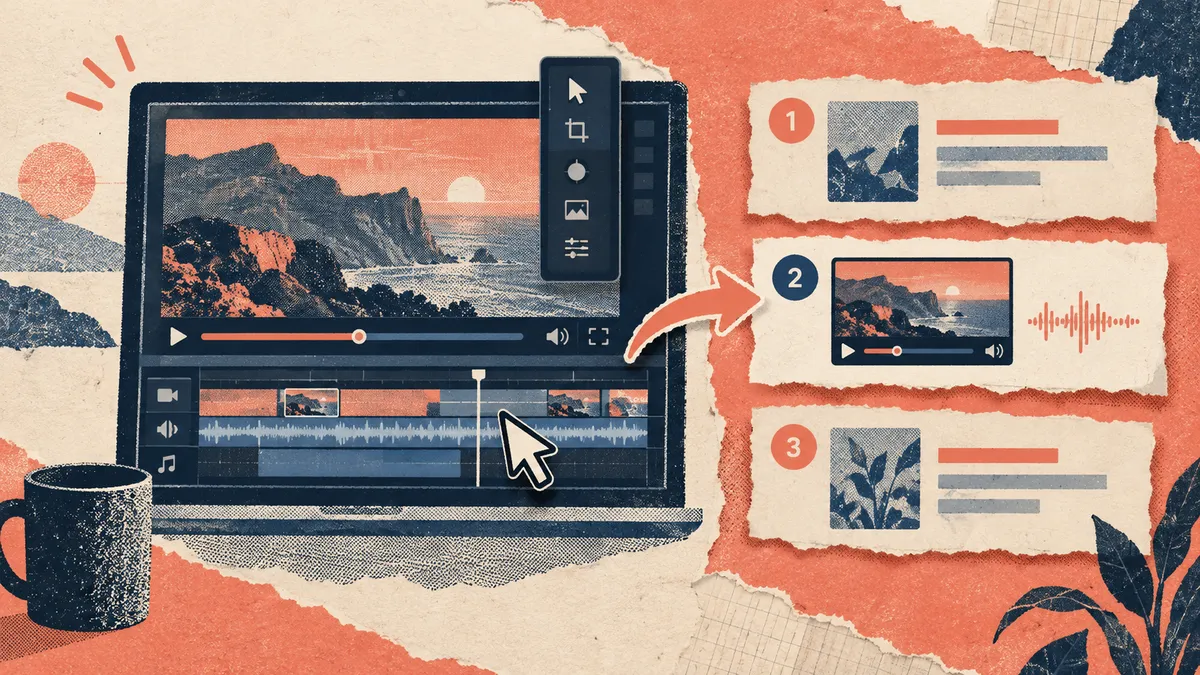A screen-recorded software tutorial placed as one lesson inside a larger course outline