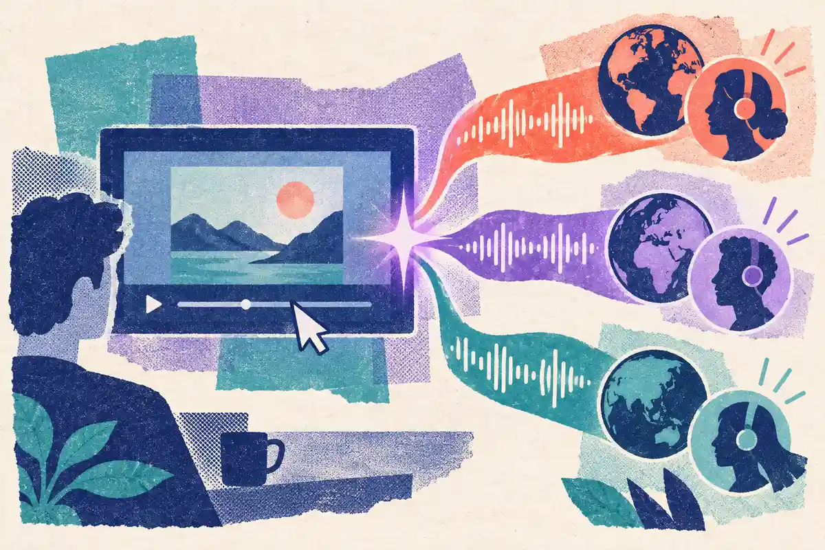 Narration generated from a silent recording, in multiple languages