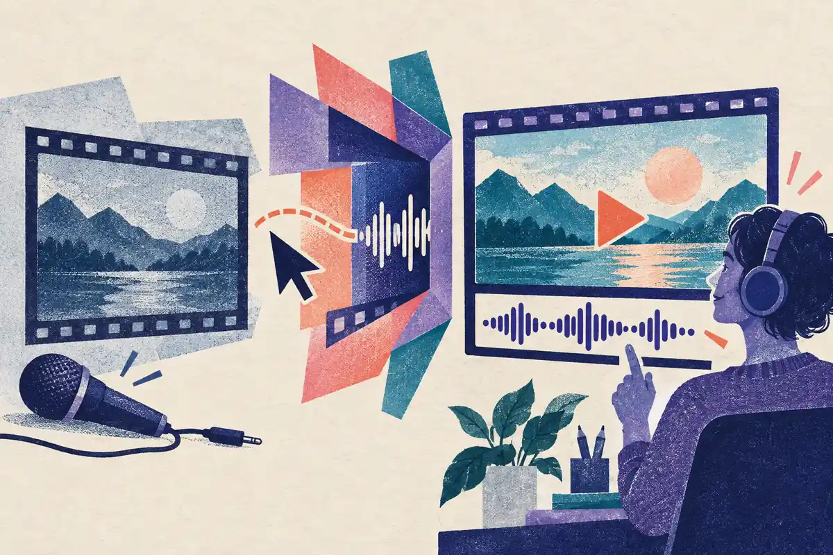 Silent screen recording becoming a narrated tutorial