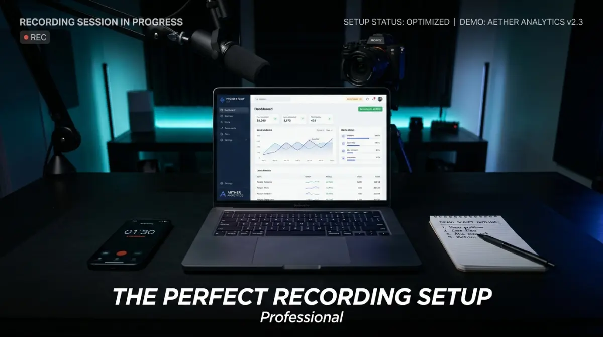 Screen recording setup with clean desktop and recording software