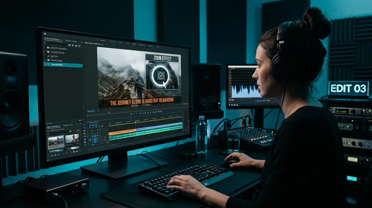 Adding captions and effects to a demo video