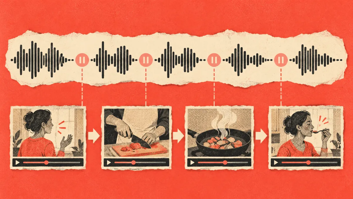 Illustration of narration pauses aligned with recorded instructional steps
