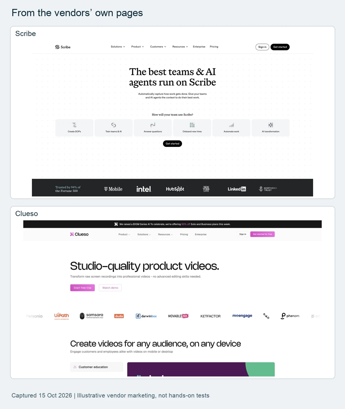 Vendor pages compared in this roundup, as shown on their own sites