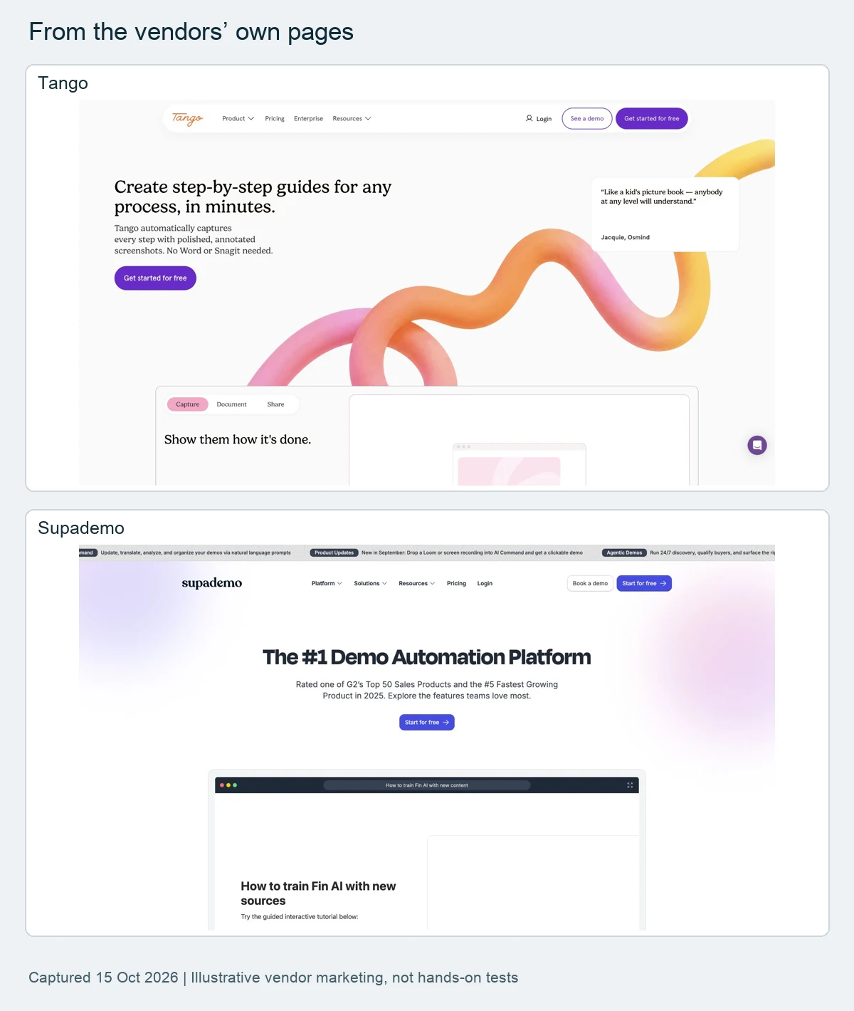 More vendor pages from this roundup