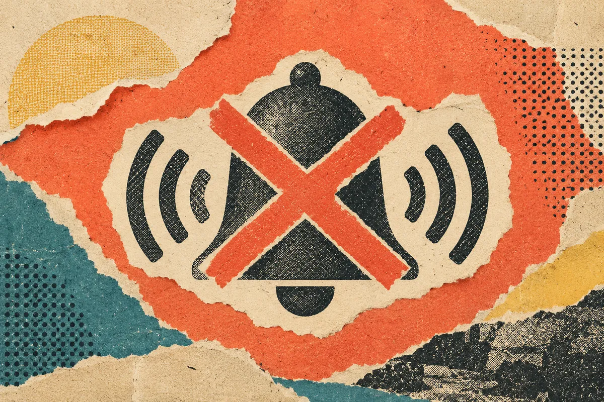 A muted paper notification bell with a cross over its sound waves