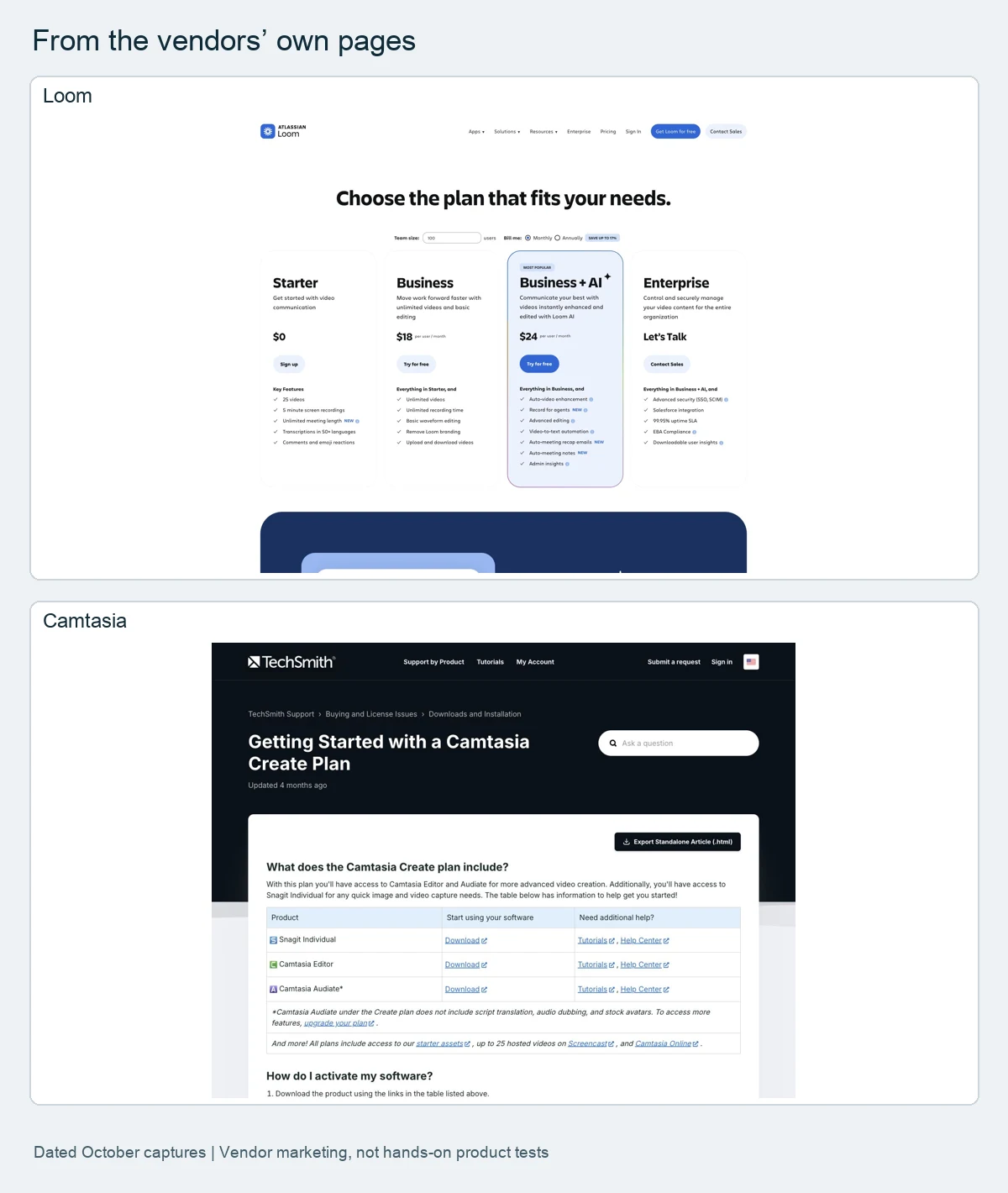 More vendor pages from this roundup