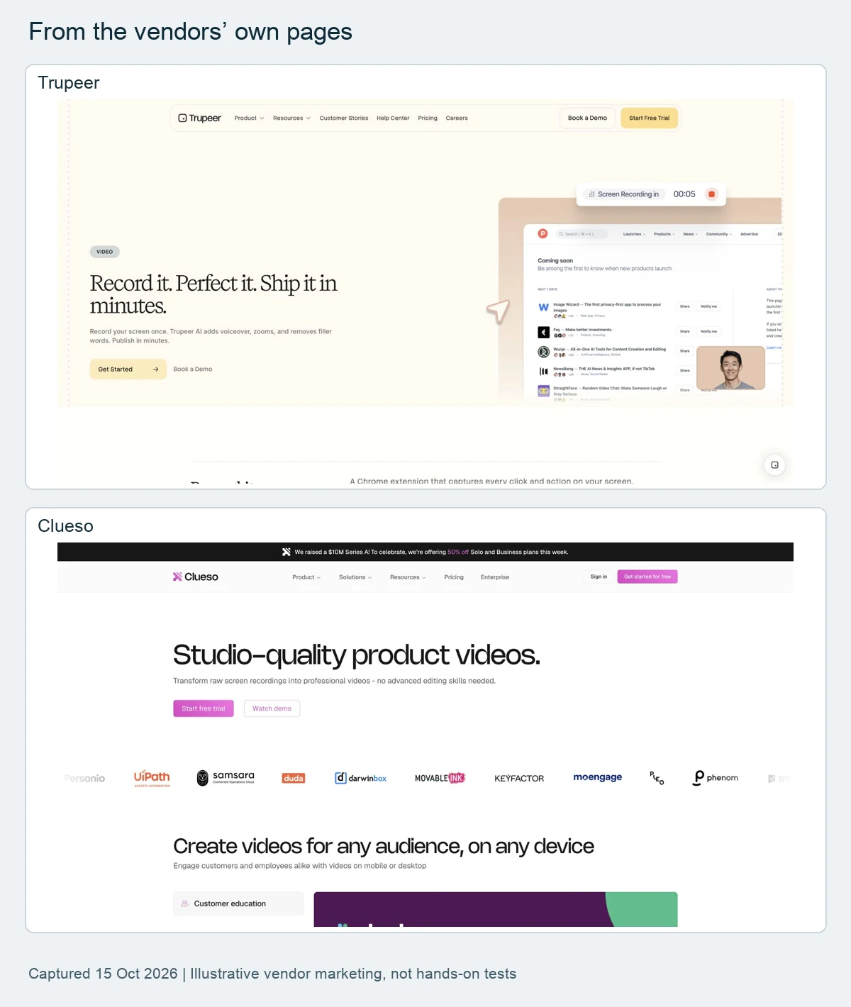 More vendor pages from this roundup