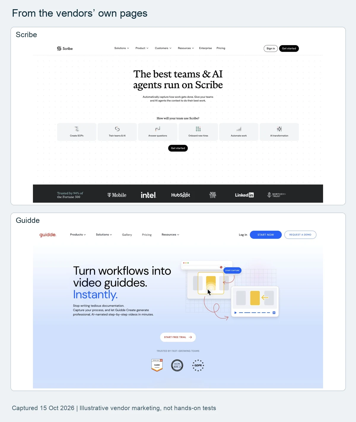 Vendor pages compared in this roundup, as shown on their own sites