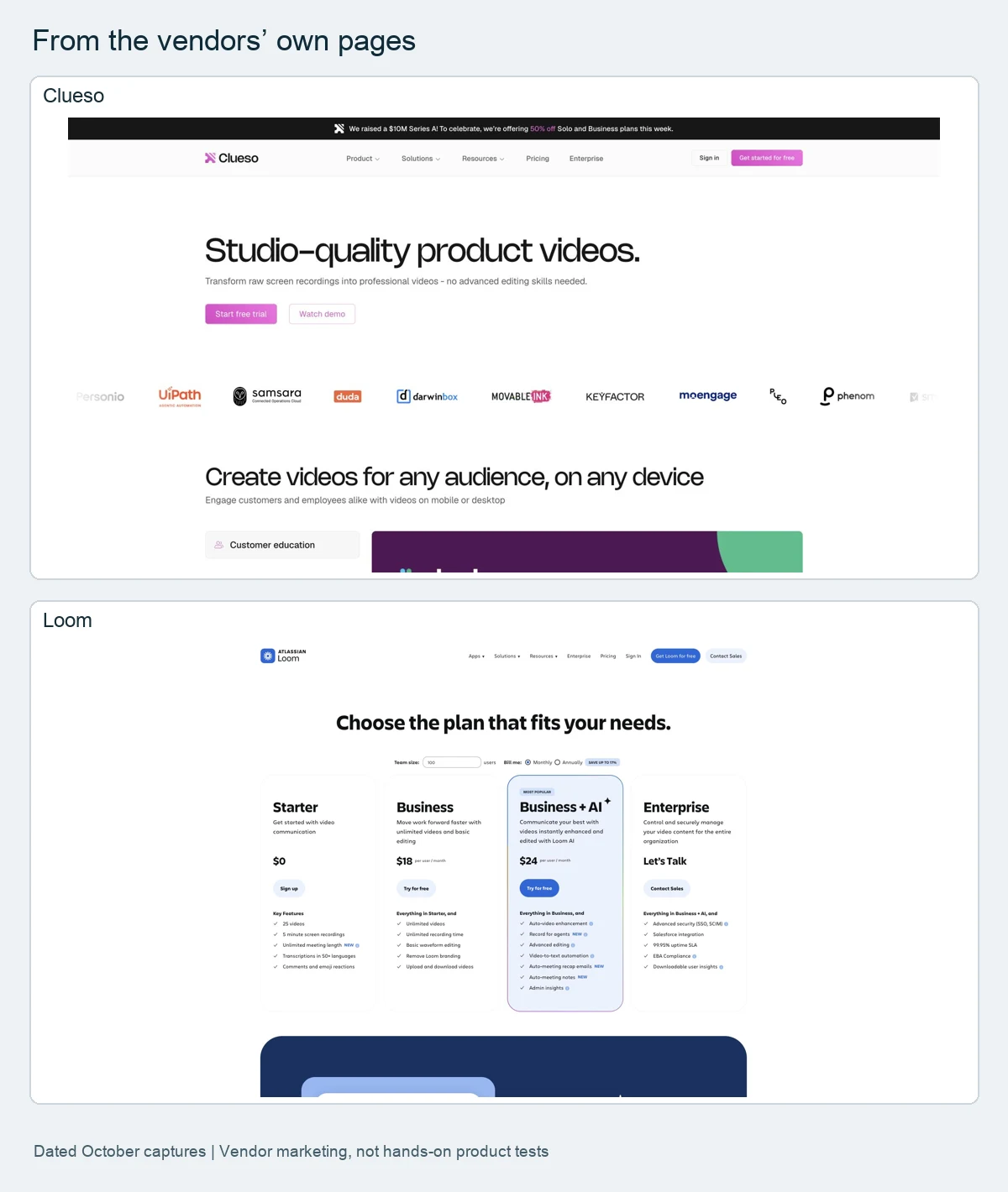 More vendor pages from this roundup
