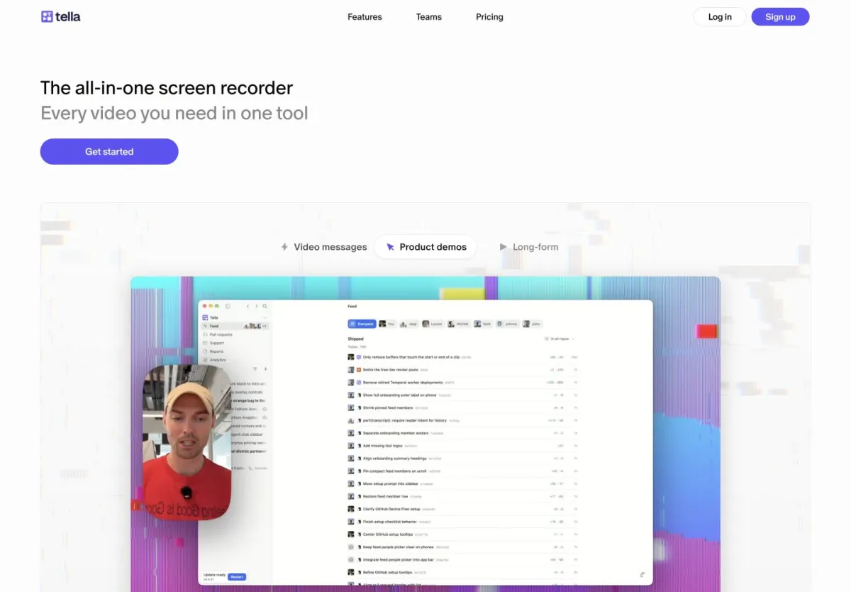 Tella homepage