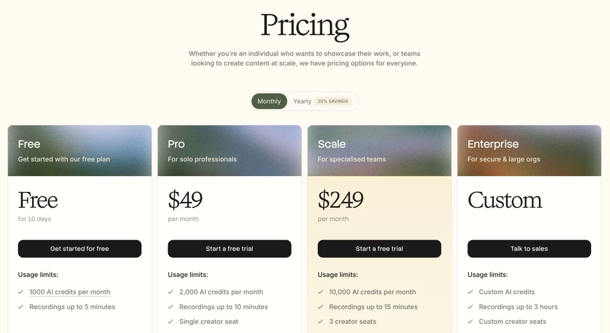 Trupeer pricing page, monthly view, captured 15 October 2026