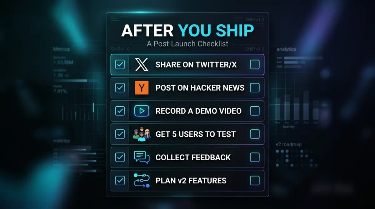 A checklist showing post-launch steps