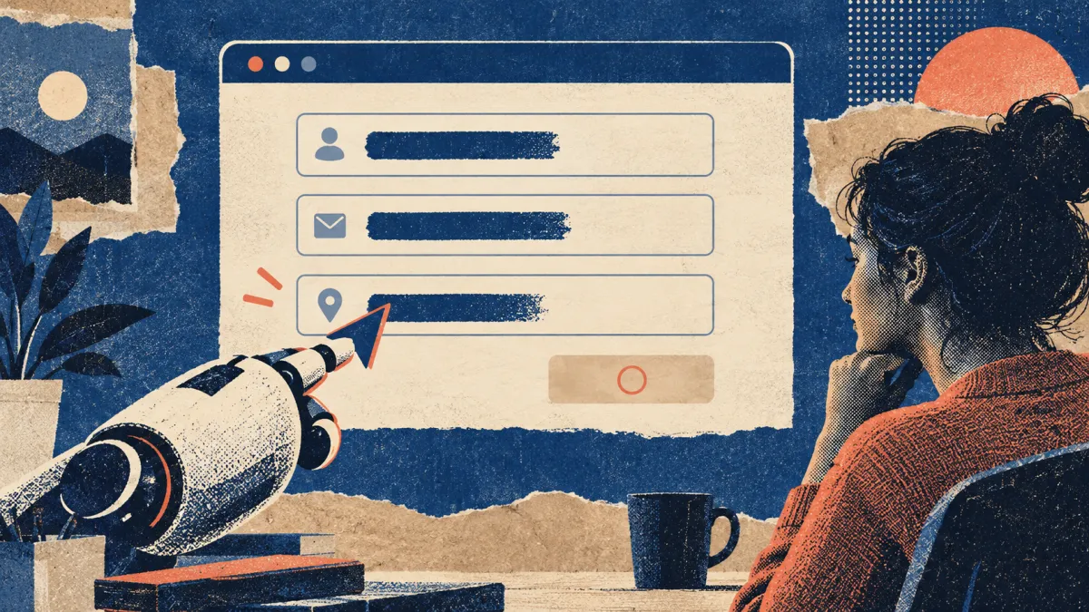 A web form whose fields are being filled by an agent while the user watches