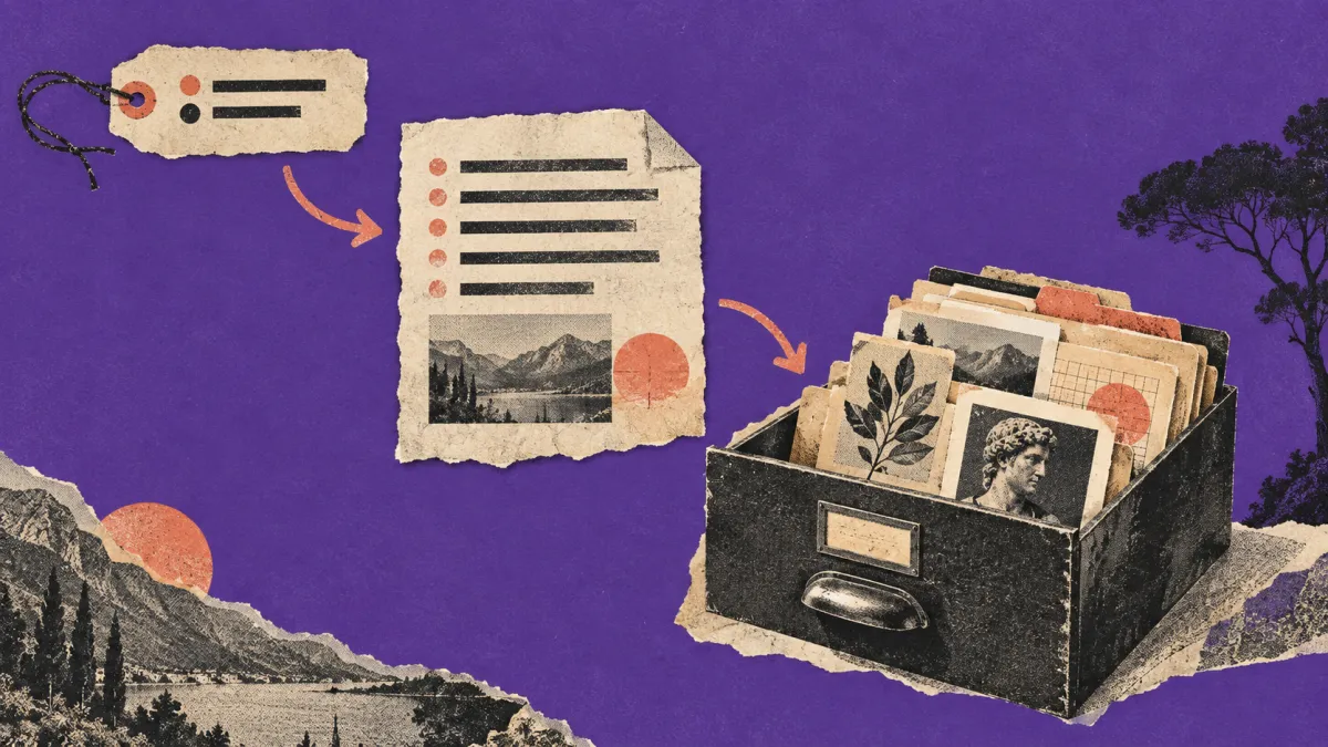 Progressive disclosure: a small tag, then a full instruction page, then a drawer of files loaded only when needed